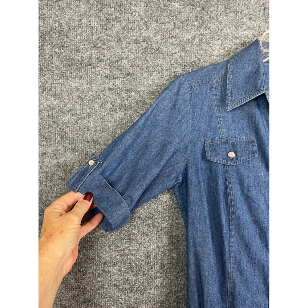 Pendleton Denim Shirt Dress Women's S Blue good Vintage Fit Cotton Midi - Picture 3 of 13